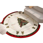 Round Red Polyester Christmas Rug, Absorbent Non-Slip, Velvet Finish