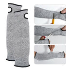 Cut-resistant Arm Guard Sleeves - Hppe Nylon, Light Grey, Industrial Use, view 4