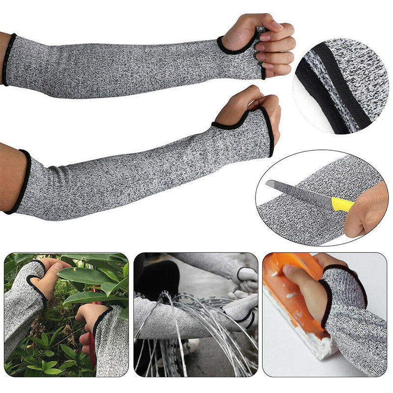 Cut-resistant Arm Guard Sleeves - Hppe Nylon, Light Grey, Industrial Use