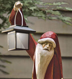Santa and Snowman Christmas Sculpture with Solar LED Lantern, 9W x 25H