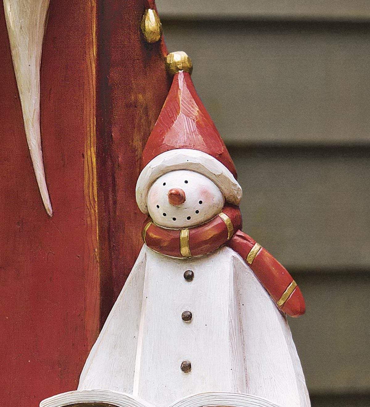 Santa and Snowman Christmas Sculpture with Solar LED Lantern, 9W x 25H