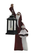 Santa and Snowman Christmas Sculpture with Solar LED Lantern, 9W x 25H