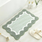 Scalloped Microfibre Bath Mat with Rubber Backing
