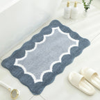 Scalloped Microfibre Bath Mat with Rubber Backing