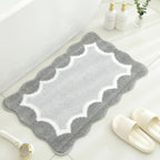 Scalloped Microfibre Bath Mat with Rubber Backing