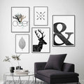 Modern Scandinavian Deer Love Symbol Canvas Wall Art | Welvere-Welvere