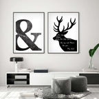 Modern Scandinavian Deer Love Symbol Canvas Wall Art | Welvere-Welvere