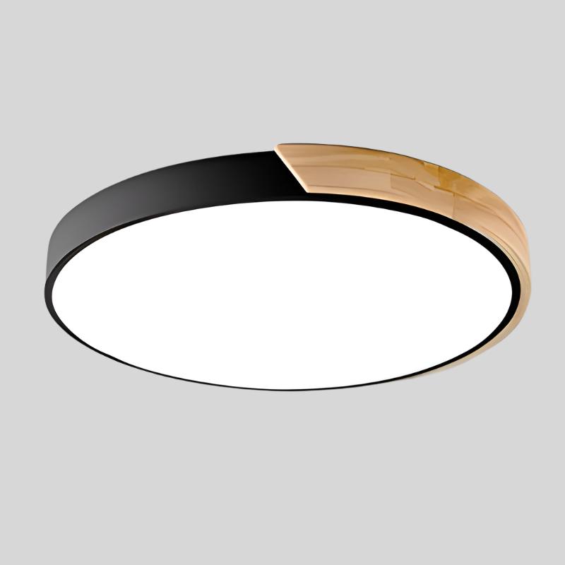 Scandinavian Circular LED Ceiling Light, Metal, Acrylic and Wood