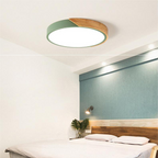 Scandinavian Circular LED Ceiling Light, Metal, Acrylic and Wood