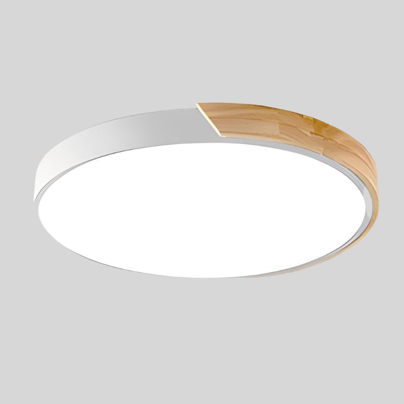 Scandinavian Circular LED Ceiling Light, Metal, Acrylic and Wood
