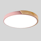 Scandinavian Circular LED Ceiling Light, Metal, Acrylic and Wood