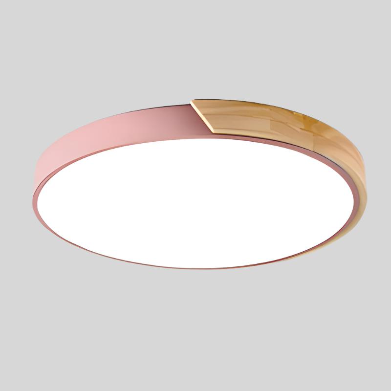Scandinavian Circular LED Ceiling Light, Metal, Acrylic and Wood