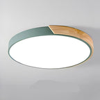 Scandinavian Circular LED Ceiling Light, Metal, Acrylic and Wood