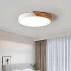 Scandinavian Circular LED Ceiling Light, Metal, Acrylic and Wood