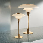 Scandinavian Glass LED Desk Lamp with Adjustable Arm, 28 cm Diameter