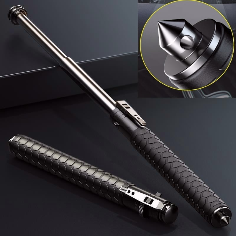 Automatically Extendable Steel Baton - Non-Slip Grip, Compact Size