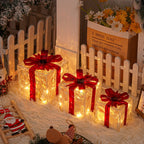 Set of 3 LED Christmas Gift Boxes, PVC and Metal