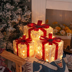 Set of 3 LED Christmas Gift Boxes, PVC and Metal