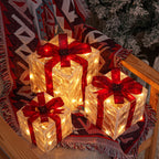 Set of 3 LED Christmas Gift Boxes, PVC and Metal