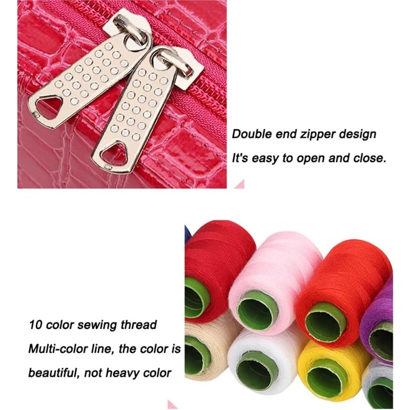 Portable Sewing Kit in Faux Leather Case - Croc Pattern, 20 x 14.5 x 7.5 cm, view 3