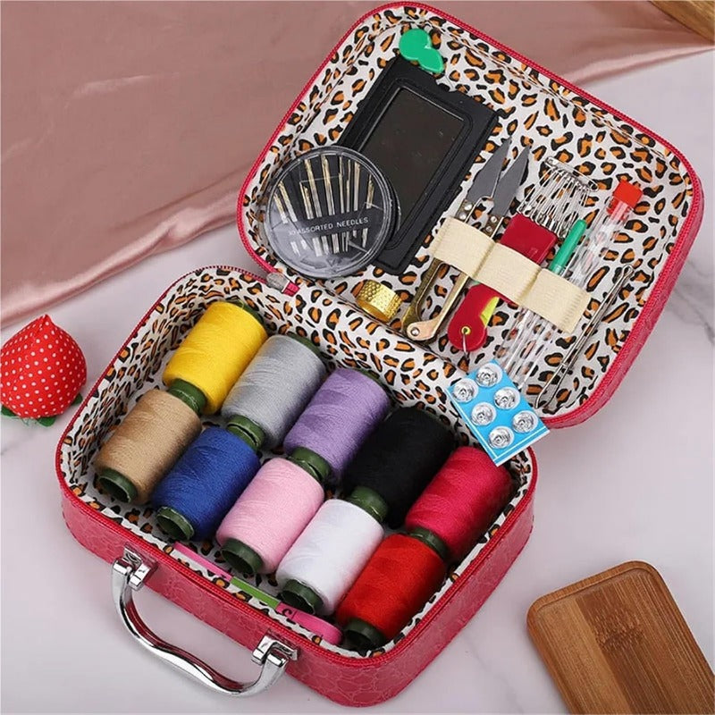 Portable Sewing Kit in Faux Leather Case - Croc Pattern, 20 x 14.5 x 7.5 cm, view 5