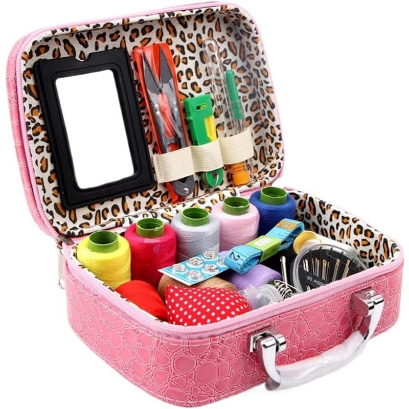 Portable Sewing Kit in Faux Leather Case - Croc Pattern, 20 x 14.5 x 7.5 cm, view 7
