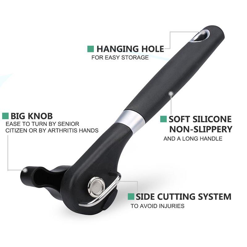 Side-Cutting Stainless Steel Can Opener, 21 x 6 x 4cm