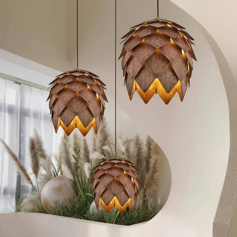 Signar Wood Pine Cone Chandelier-Welvere