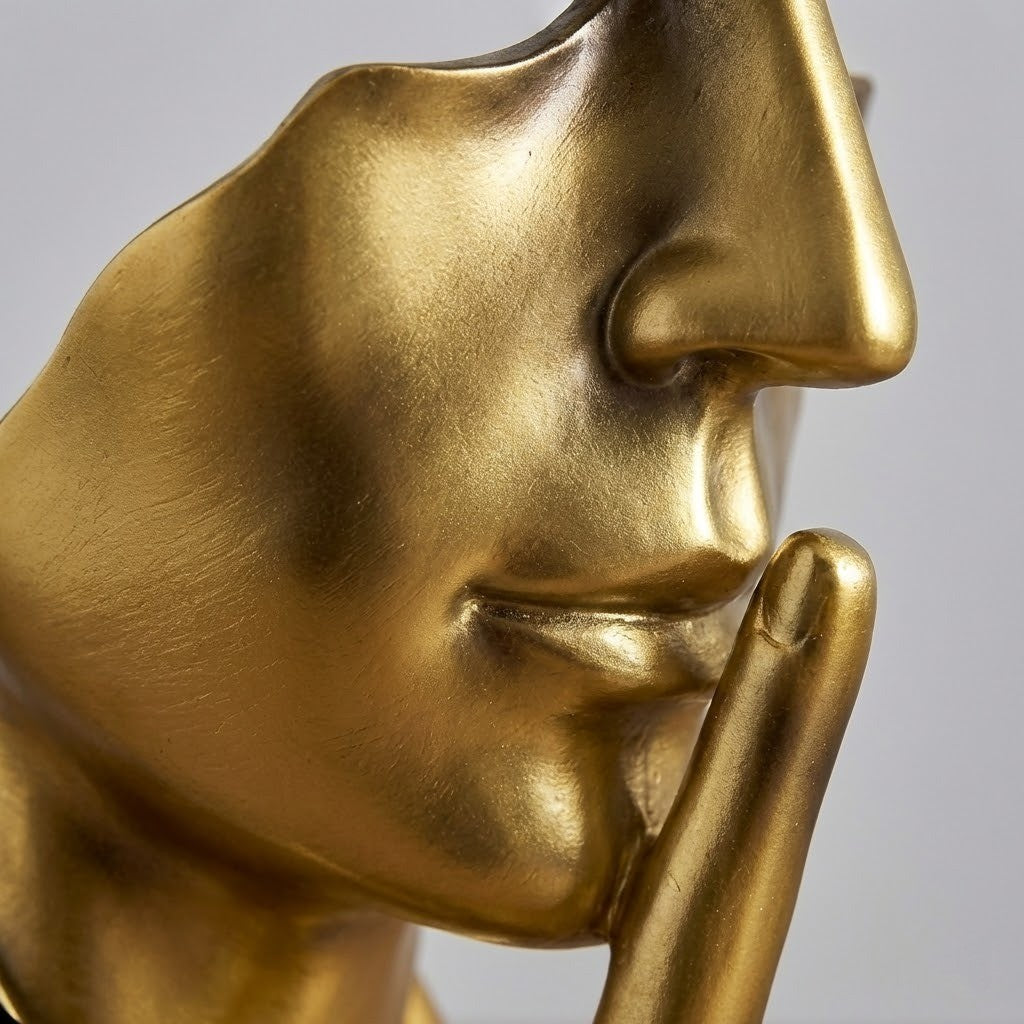 Silent Thinker Resin Abstract Face Sculpture, 11cm x 10cm x 28cm