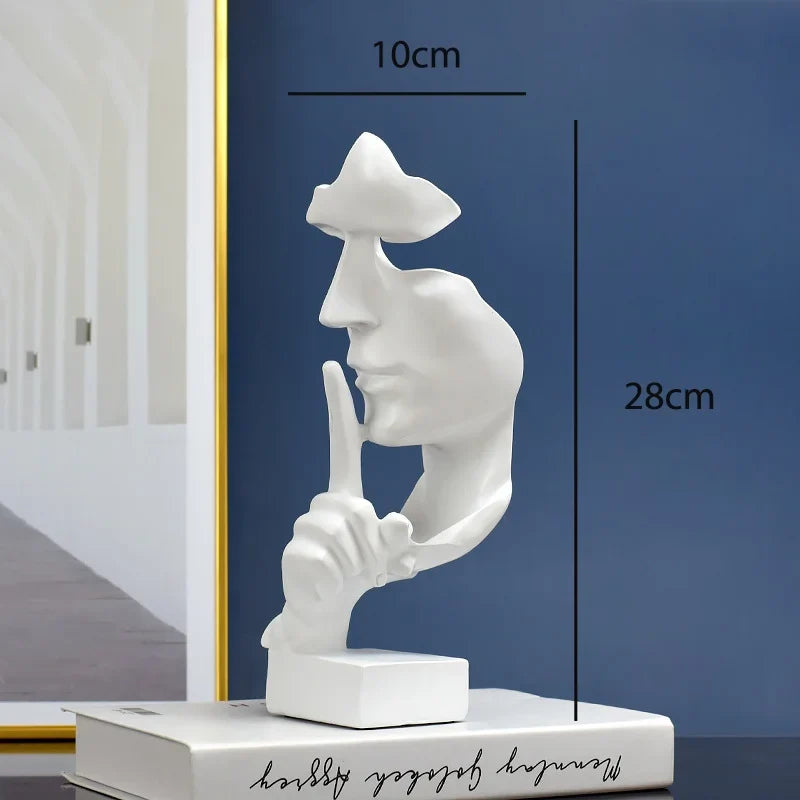 Silent Thinker Resin Abstract Face Sculpture, 11cm x 10cm x 28cm