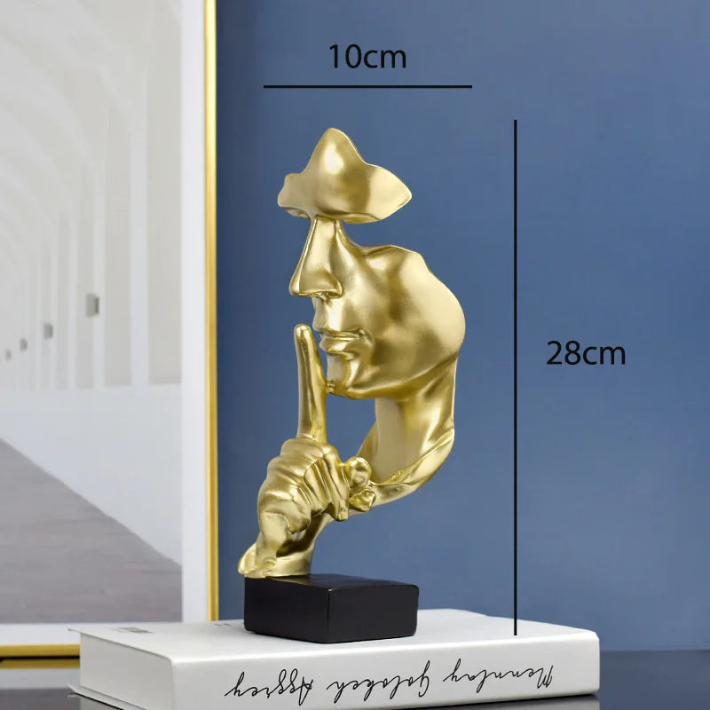 Silent Thinker Resin Abstract Face Sculpture, 11cm x 10cm x 28cm