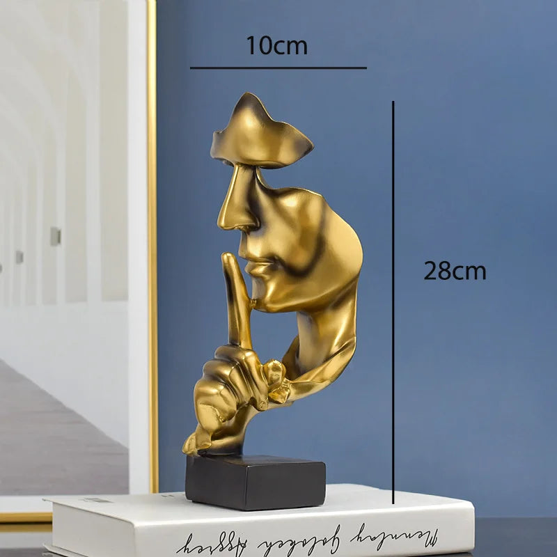 Silent Thinker Resin Abstract Face Sculpture, 11cm x 10cm x 28cm