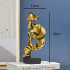 Silent Thinker Resin Abstract Face Sculpture, 11cm x 10cm x 28cm