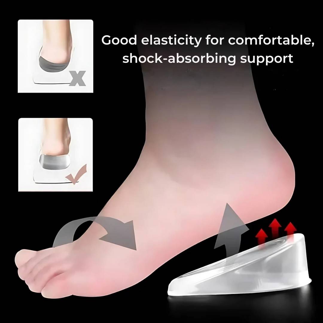 Silicone Gel Heel Lifting Inserts, Adjustable 1–3 cm