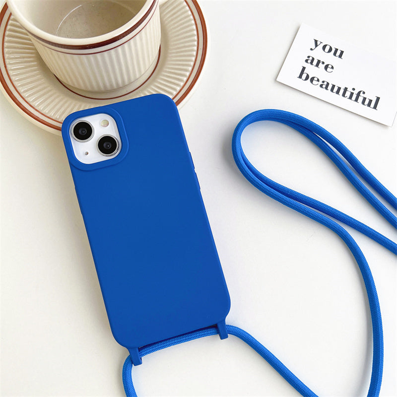 Silicone iPhone Case with Adjustable Polyester Lanyard
