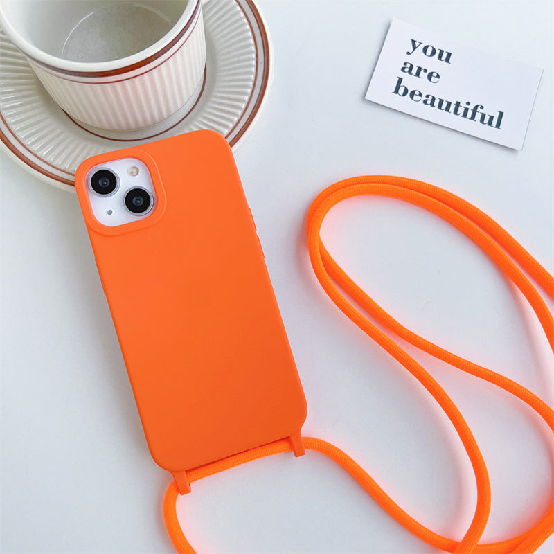 Silicone iPhone Case with Adjustable Polyester Lanyard
