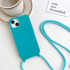 Silicone iPhone Case with Adjustable Polyester Lanyard