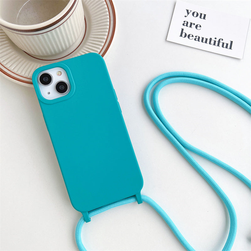 Silicone iPhone Case with Adjustable Polyester Lanyard