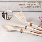 Silicone Kitchen Utensil Set, 12-Piece, Wooden Handles