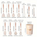 Silicone Kitchen Utensil Set, 12-Piece, Wooden Handles