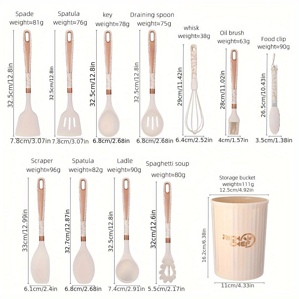 Silicone Kitchen Utensil Set, 12-Piece, Wooden Handles