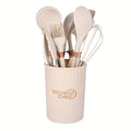 Silicone Kitchen Utensil Set, 12-Piece, Wooden Handles