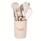 Silicone Kitchen Utensil Set, 12-Piece, Wooden Handles