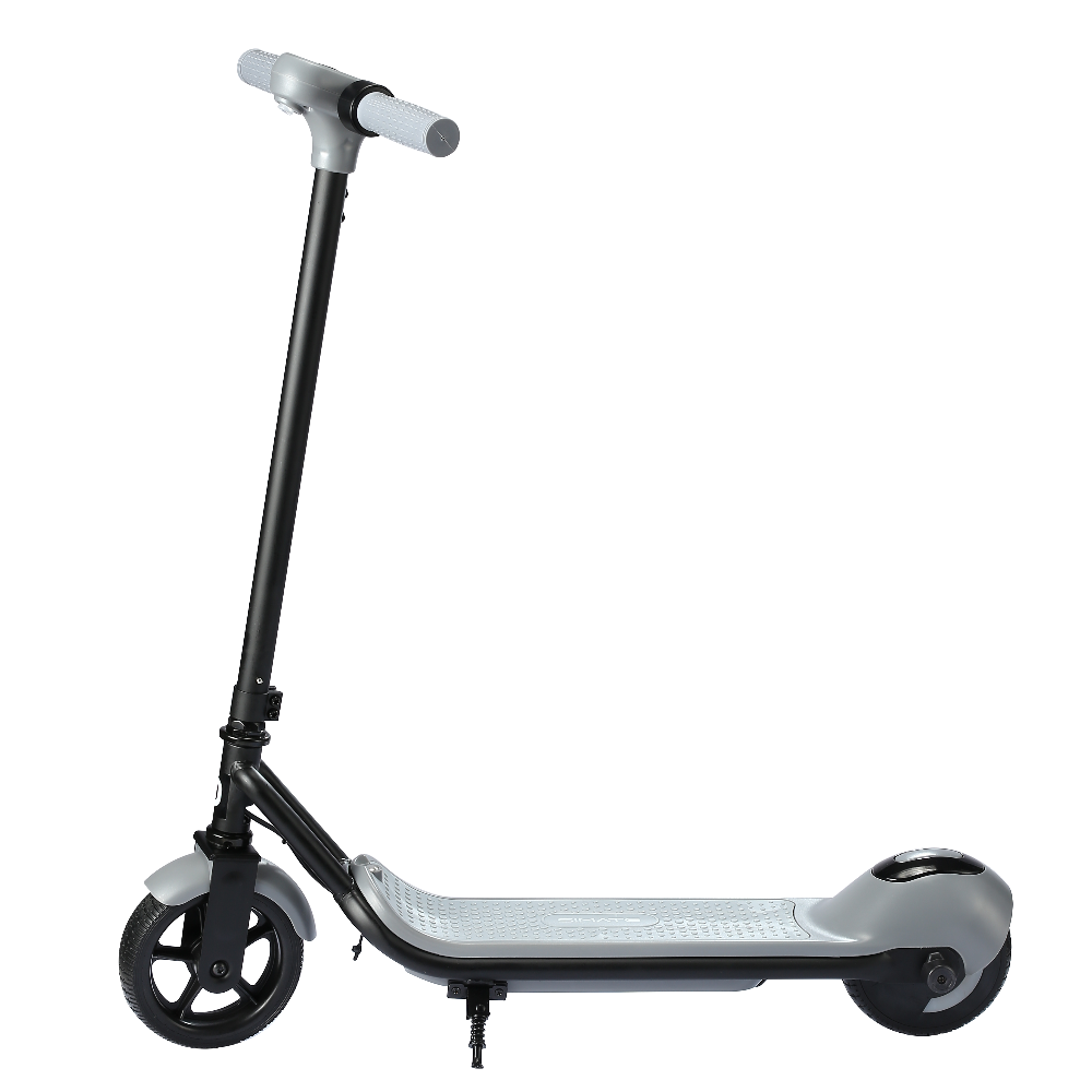 Grey kids' electric scooter with LED deck lights