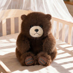 Sitting Plush Bear with Faux Fur, Weighted Base and Textured Paw Details