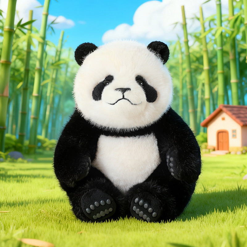 Sitting Plush Bear with Faux Fur, Weighted Base and Textured Paw Details