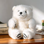 Sitting Plush Bear with Faux Fur, Weighted Base and Textured Paw Details
