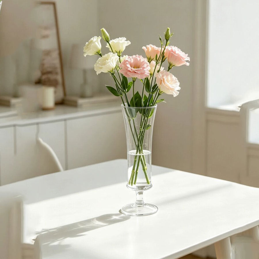 Slim Flared Pedestal Glass Bud Vase, 22 cm