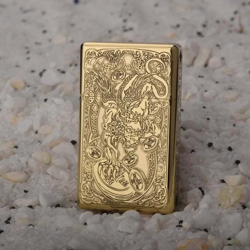 Heavy-Duty Flip-Open Flame Lighter - Compact, Durable Design