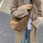 Soft Suede Slouchy Shoulder Bag with Wide Strap